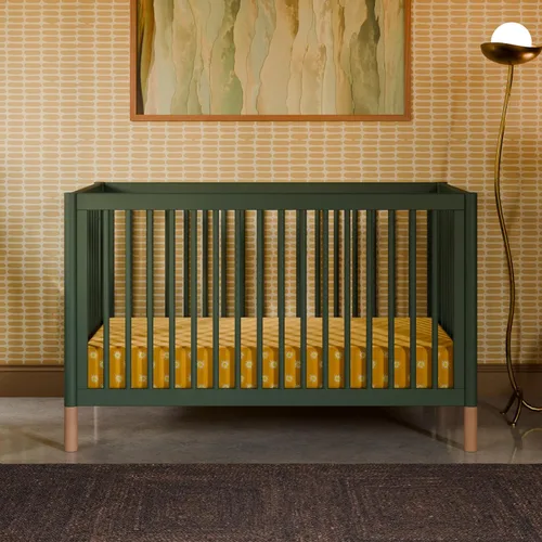 Vista 2 de Babyletto Gelato - Cuna 4 en 1, verde bosque con patas de cuero rubio