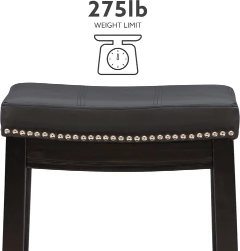 Vista 4 de Linon Claridge Taburete de mostrador, negro, 26 x 18 x 12.75 pulgadas