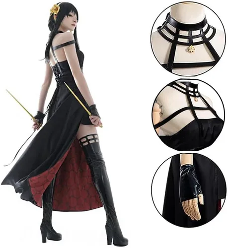 Vista 2 de NQIQIN Yor Forger Cosplay Costume Outfit Forger Cosplay Dress Full Set Spy Family Cosplay Halloween Costume for Women