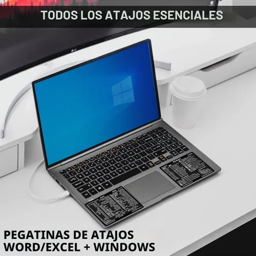 Vista 4 de SYNERLOGIC Guía de referencia rápida para Windows + Word/Excel (para Windows) Adhesivos de acceso directo de teclado, vinilo sin residuos Negro
