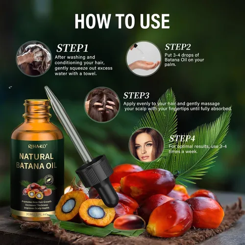 Vista 6 de RIHAKO Regalos de Pascua para mujeres – Suero para el crecimiento del cabello, aceite de batana para el crecimiento del cabello, 100% puro
