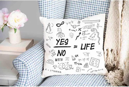 Vista 9 de Fundas de almohada de matemáticas en blanco y negro de 16 x 16 pulgadas, fundas de almohada blancas escritas a mano con texto matemático