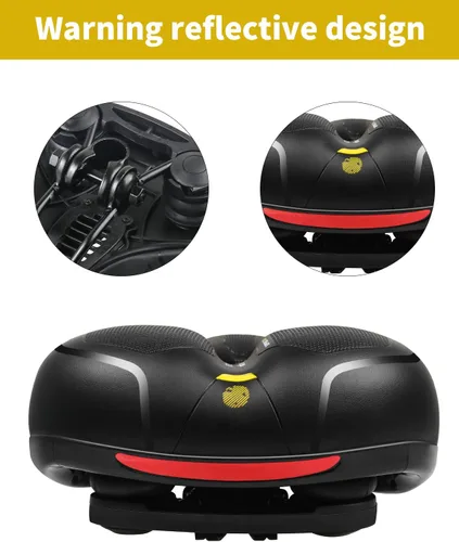 Vista 4 de MSDADA Cómodo cojín para asiento de bicicleta, asiento de bicicleta ancho cómodo para hombres y mujeres con doble absorción de impactos, acolchado