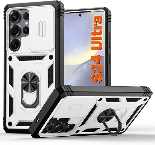 Vista 192 de PASNEW Funda militar para iPhone 13 Pro Max, cubierta de cámara deslizante y soporte de anillo de metal de 360°, carcasa rígida multicapa resistente