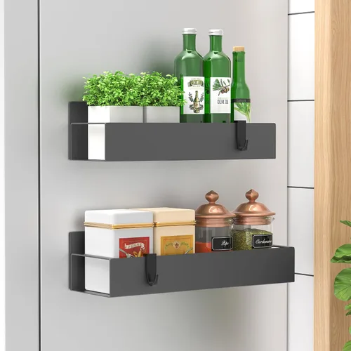 Vista 42 de HuggieGems Paquete de 6 organizadores magnéticos de almacenamiento de especias para refrigerador y horno, organizadores negros para nevera
