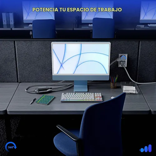 Vista 6 de Maximm Cable de extensión de enchufe plano giratorio de 360°, 1.5 m, 16 AWG, cable de extensión de 3 puntas, cable de alimentación de conexión a