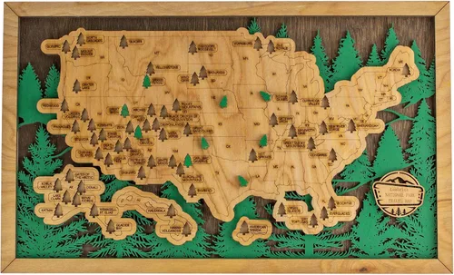 Vista 9 de Mapa de Viaje de Parque Nacional de Madera (Tu Nombre Personalizado)
