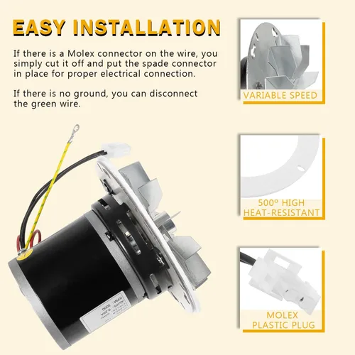 Vista 6 de 12056010 12026010 Kit de motor de soplador de escape de combustión para estufa de pellets con junta de repuesto para Whitfield Advantage
