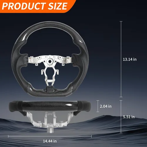 Vista 2 de Volante de fibra de carbono, volante de cuero perforado con parte inferior plana en forma de D, color negro, apto para Nissan 370z 2008-2020