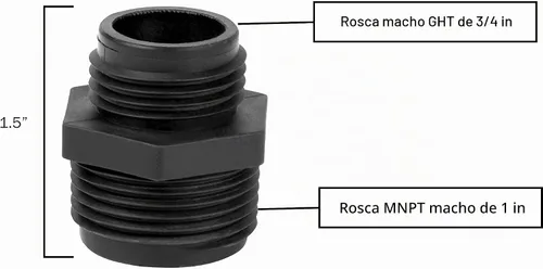 Vista 4 de Little Giant GH-1, 1" MNPT x 3/4" macho GHT reductor/adaptador de manguera