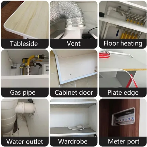 Vista 6 de Bandas de borde en forma de U, 5 metros de ribete de chapa autoadhesivo, protector de borde flexible de TPE para muebles, para reparación
