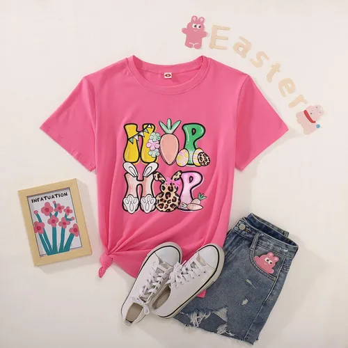 Vista 6 de Mommy and Me - Camiseta de Pascua a juego con divertido conejito Hip Hop, camiseta de manga corta para madre e hija
