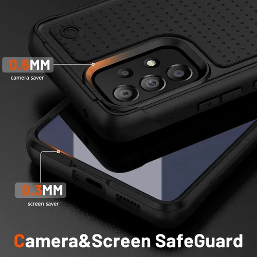 Vista 5 de Jeylly Funda para Samsung Galaxy A52 5G, Galaxy A52 Funda para teléfono con protector de pantalla híbrida de silicona antiarañazos, funda de defensa