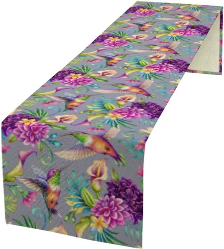 Vista 45 de Camino de mesa de mariposa, acuarela púrpura con mariposas de ensueño, camino de mesa para el hogar, interior, exterior, cocina, fiesta, decoración