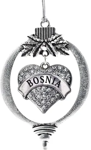Vista 41 de Inspired Silver Adornos festivos de dije de corazón pave de plata con circonitas cúbicas