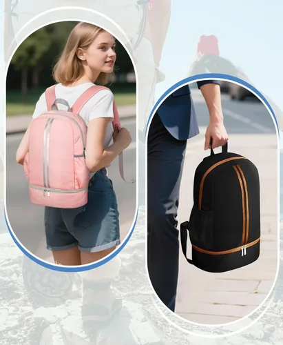 Vista 5 de HowFly Mochila de gimnasio, bolsa de gimnasio para mujeres y hombres, mochila deportiva con compartimento para zapatos, bolsa de entrenamiento