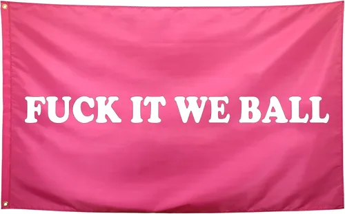 Vista 7 de Bandera "Fuck It We Ball" Negra Banderas Divertidas y Geniales para Dormitorio Universitario Chicos Chicas Pared Banderas de Meme Estandarte 3x5