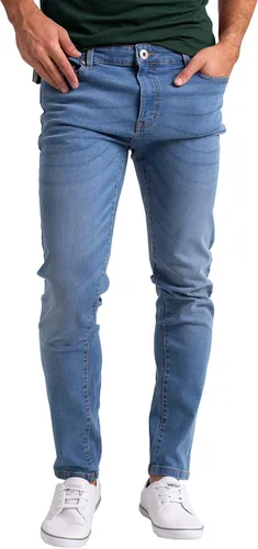 Vista 2 de Pantalones de mezclilla para hombre, corte ajustado, algodón elástico, clásico, recto, esencial, cómodo, flexible, 28W-40W