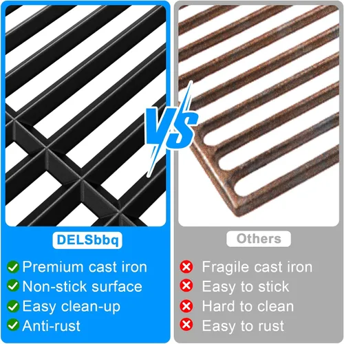 Vista 3 de DELSbbq 66097 66089 - Rejillas para Weber Genesis II 400 y LX 400 Series for Genesis II E/S-410, E/S-415, E/S-435, LX E/S-440, Cast Iron Grill