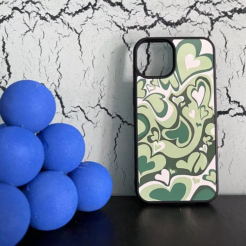 Vista 6 de Compatible con iPhone 12 y 12Pro - Funda protectora delgada y suave con diseño de corazón verde para niñas y mujeres