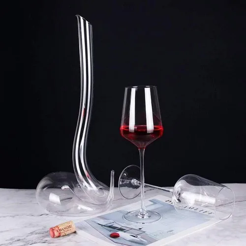 Vista 4 de Decantador de vino Cobra 100% de cristal soplado a mano, jarra creativa en forma de serpiente jarra de vino tinto..