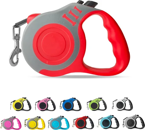 Vista 18 de Correa retráctil para perros pequeños y medianos, automática, telescópica, cinta para mascotas de 10/16 pies, duradera y práctica, con asa A1- rosa