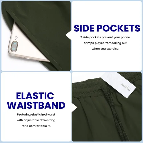 Vista 5 de COOFANDY - Paquete de 2 pantalones cortos de entrenamiento para hombre, diseño con bolsillos, de secado rápido, para fisicoculturismo, levantamiento