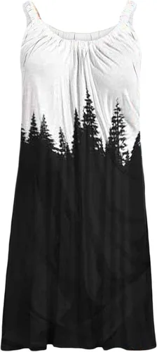 Vista 4 de Oiumov Vestidos de verano para mujer diseño patriótico con bandera americana lindo vestido sin mangas casual bohemio sin mangas