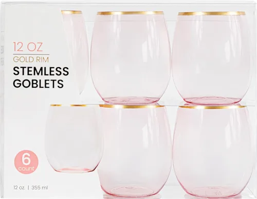 Vista 17 de PLASTICPRO Paquete de 6 Copas de Vino de Plástico Color Azul Aguamarina Sin Tallo Desechables de 12 oz Sin BPA Irrompibles Copas de Vino de Plástico