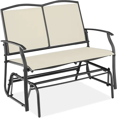 Vista 8 de Best Choice Products Columpio Deslizante de Patio Exterior para 2 Personas, Banco Loveseat Mecedor de Acero para Terraza, Porche con Tela Textilene