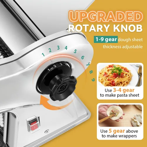 Vista 4 de Newhai Máquina eléctrica para hacer pasta, máquina para fabricar fideos familiares, rodillo de masa de 0.098 in, espagueti, 0.157 in de ancho, 0.354
