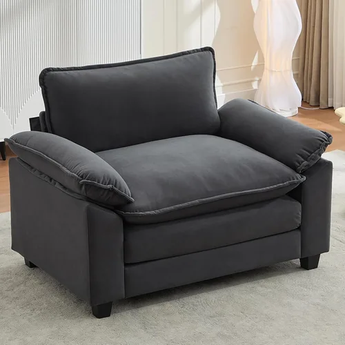 Vista 53 de IPKIG 117" Modular Sectional Cloud Couch, Modern L-Shaped Sofa with Ottoman Blanco beige