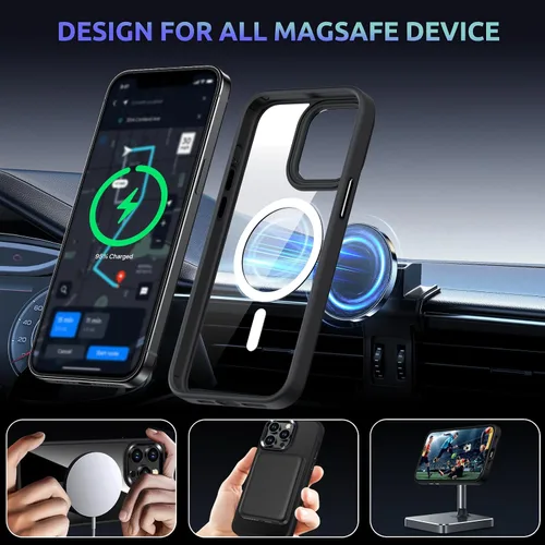 Vista 6 de Funda magnética para iPhone 12 Pro Max, compatible con MagSafe, [protección contra caídas de grado militar] TPU suave y transparente para iPhone 12