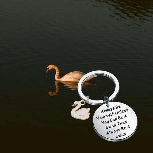 Vista 6 de ENSIANTH Llavero de cisne, regalo de cisne, diseño de cisne, regalo inspirador, joyería positiva de animales