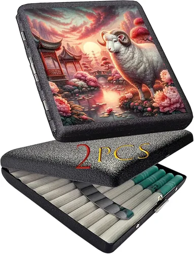 Vista 15 de 2pcs Cigarette case, Capacity Can Hold 20 Sticks,Metal Cigarette Box Portable Holder Crush-Proof Wallets, Card Cases & Money
