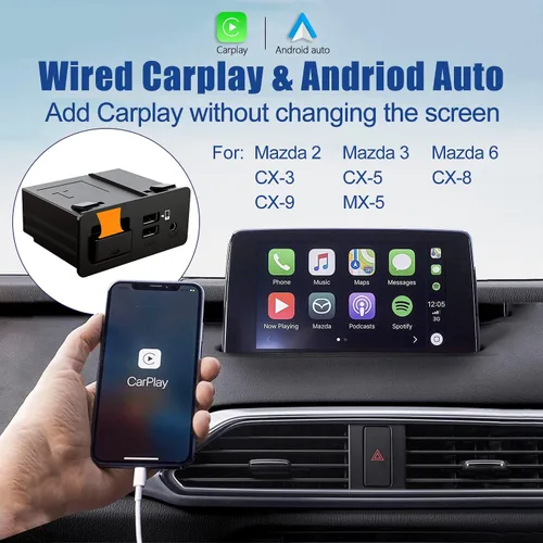 Vista 2 de Kit de reajuste de Apple CarPlay y Android Auto para Mazda, TK78-66-9U0C Hub OEM Compatible con el sistema MZD Connect, adaptador Apple CarPlay