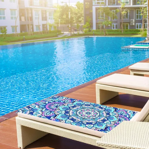 Vista 5 de LIVILAN Toalla de playa de microfibra con mandala, 30x60 de gran tamaño, diseño bohemio, suave, de secado rápido, súper absorbente, delgada