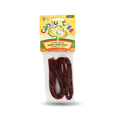 Vista 10 de Candy Tree Lariats orgánicos, sin trigo ni gluten, fresa, paquete de 4, 2.65 oz