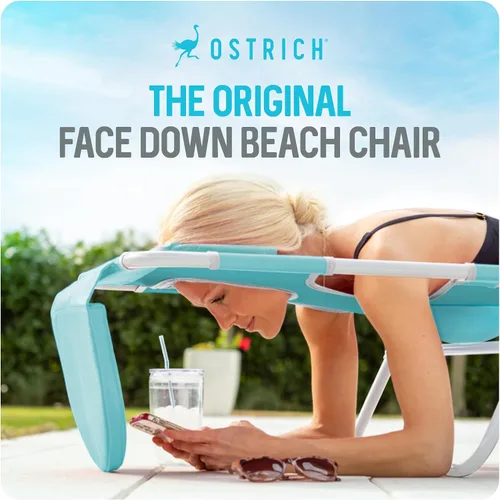 Vista 5 de Silla plegable Ostrich para damas, tumbona de playa, camping, piscina, bronceado, color aqua