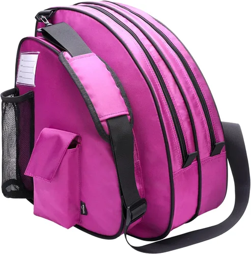 Vista 11 de TOPOWN Bolsa premium para patines de hielo - Bolsa de patines y cuchillas para hombres y mujeres - Negro y rojo rosa