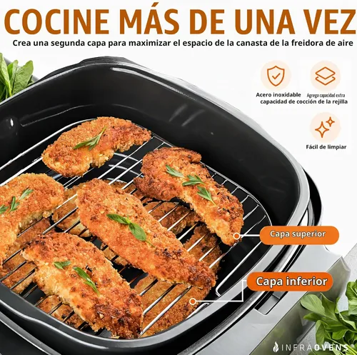 Vista 3 de Accesorios de rejilla para freidora de aire compatibles con Comfee, Dash, Nuwave® Brio 6qt + más Juego de accesorios para freidora de aire de 6.3