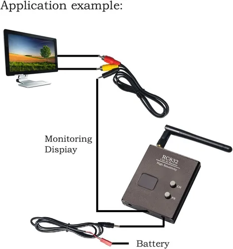Vista 5 de WT832 WR832 5.8GHz 40CH 600mW Transmisor y receptor inalámbrico FPV para drones