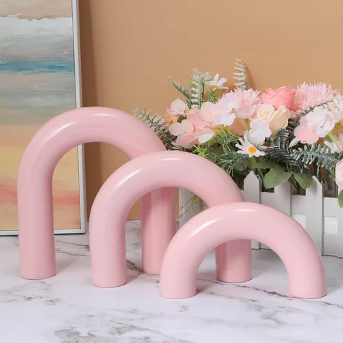 Vista 4 de HMASYO 3 piezas de estatua de objetos decorativos de arco rosa, estantería de mesa auxiliar, decoración estética para sala de estar, dormitorio