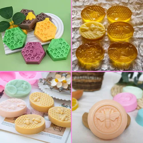 Vista 3 de Moldes de Jabón, Moldes de Jabón para Hacer Jabón, Perfectos para Hacer Jabón de Abeja, Moldes de Silicona de Miel para Jabón Artesanal, Barras de 3