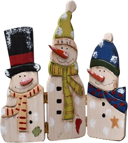 Vista 11 de Decoración de mesa de Navidad de madera, letrero decorativo de muñeco de nieve de madera, centros de mesa de Navidad, decoración de vacaciones