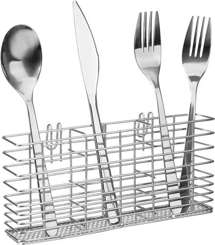 Vista 6 de Black Hanging Utensil Holder With Hook, Dish Drying Rack, Silverware Basket Negro