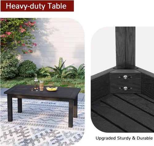 Vista 6 de Stoog Mesa auxiliar para exteriores, mesa auxiliar de madera de polietileno para todo tipo de clima, mesa auxiliar rectangular para patio trasero