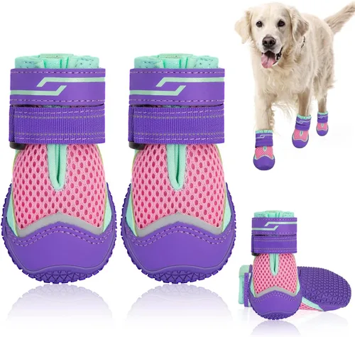 Vista 12 de SlowTon Zapatos para Perros para Perros Grandes, Pequeños y Medianos - Botas Transpirables para Perros para Pavimento Caliente de Verano, Protector