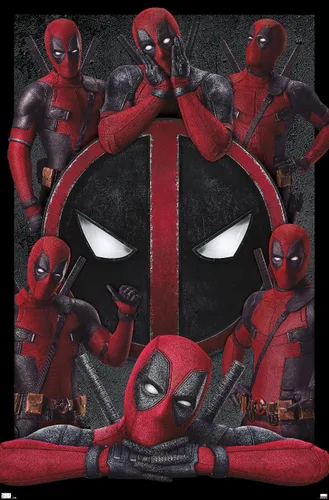 Vista 12 de Trends International Marvel Deadpool Legacy - Póster de collage de pared, 22.4 pulgadas de largo x 14.7 pulgadas, versión enmarcada de madera