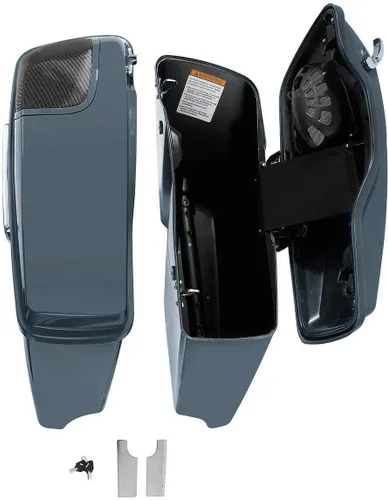Vista 5 de TCT-MOTORPARTS Alforjas rígidas extendidas de 4 pulgadas, color gris, aptas para Harley CVO Touring modelos FLT, FLHT, FLHTCU, FLHRC, Road King
